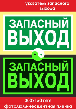E23 указатель запасного выхода (ГОСТ 34428-2018, фотолюминесцентная пленка, 300х150 мм) - Знаки безопасности - Эвакуационные знаки - Магазин охраны труда ohranatruda-shop.ru